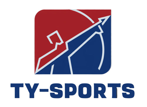 TY-Sports logo on a light blue background